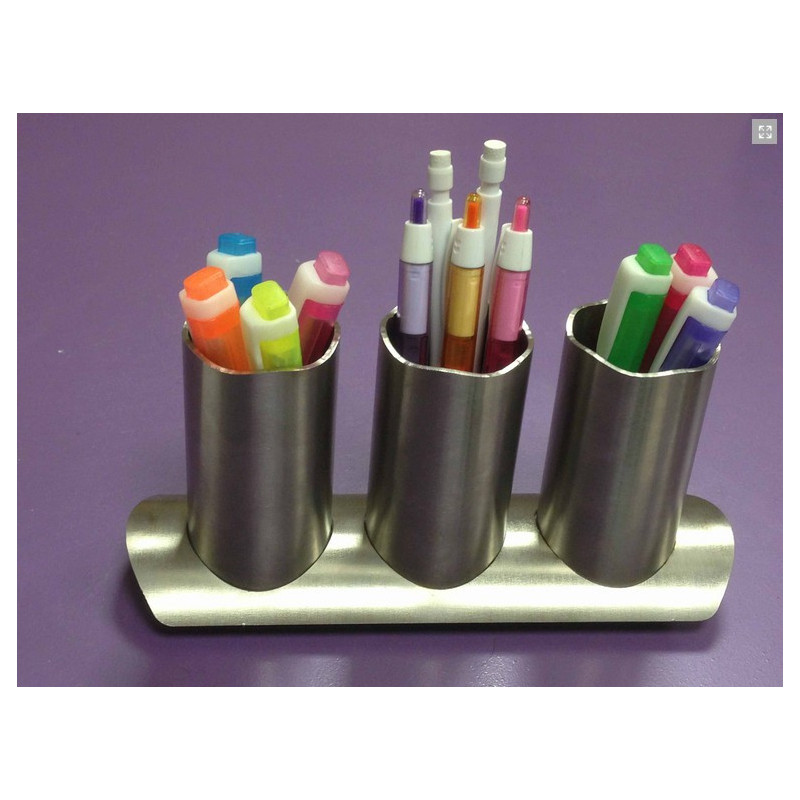 Plumier Inox Bamboo Plum - Pot à Crayons Design et Fonctionnel pour Organiser Stylos et Crayons