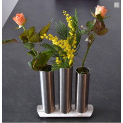 Vase Tri-Soliflore Bamboo Flor en Inox - Vase Minimaliste et Élégant pour Sublimer vos Fleurs